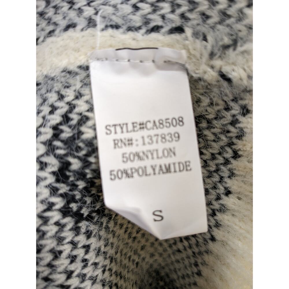 Dreamers Animal Print Cardigan Small Cream Black Open Front Leopard Knit Sweater - Picture 6 of 12